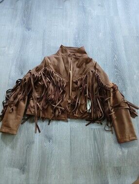Utcoco Brown Fringe Suede-Style Women's Jacket